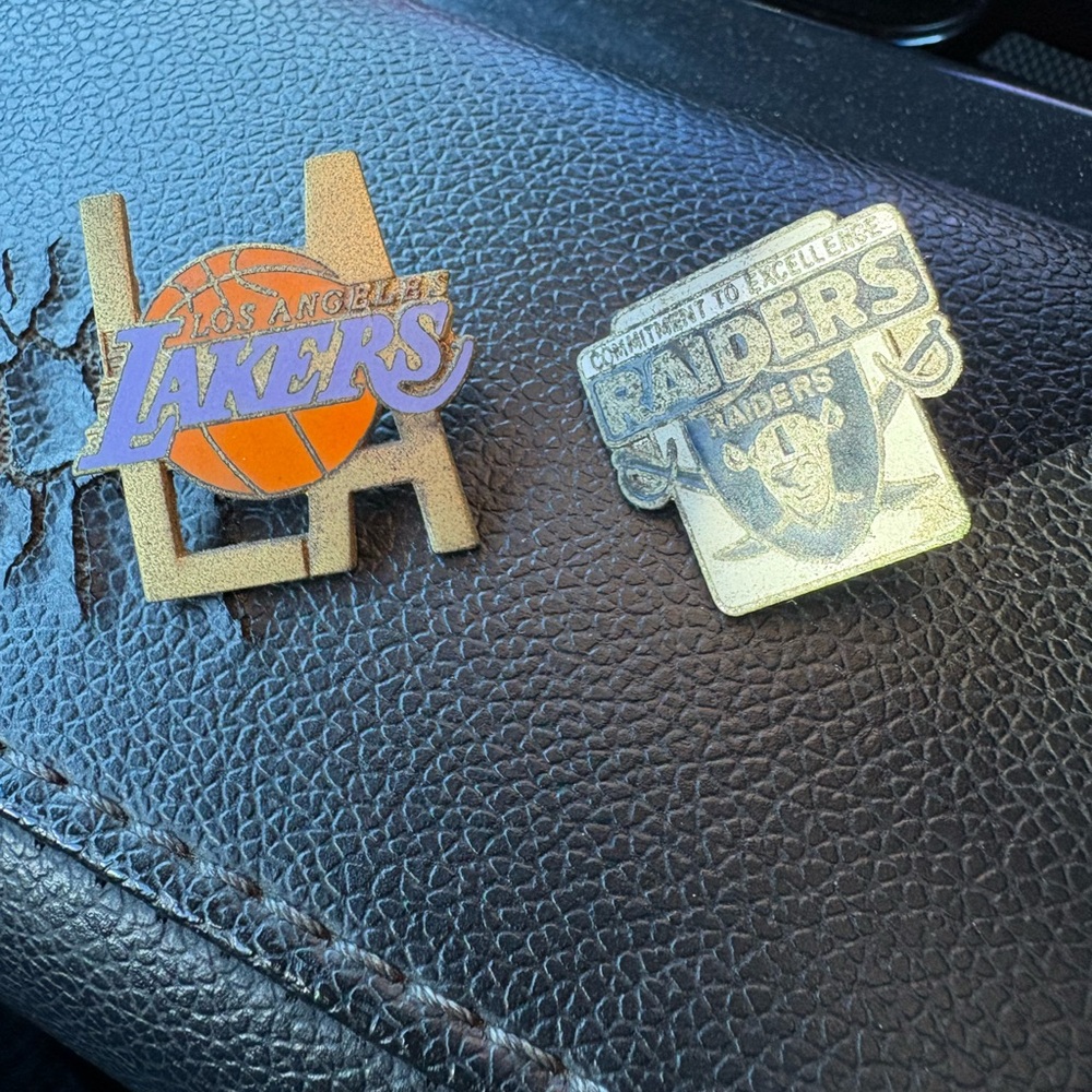 Los Angeles Lakers and Raiders Pins